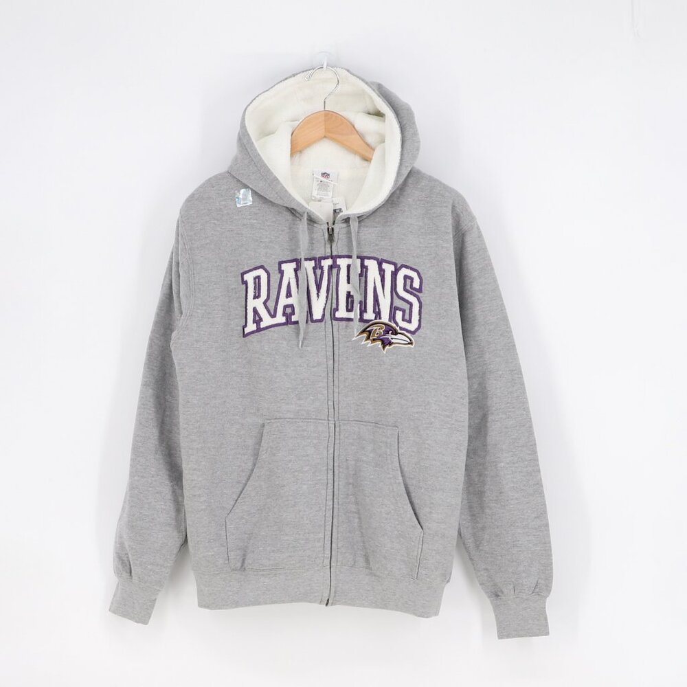 NWT NFL BALTIMORE RAVENS Gray Zip Up Hoodie Size Men's M